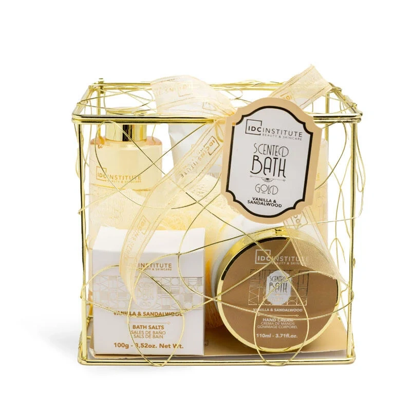 kinkekomplekt-gold-vanilla-sandalwood-bath-gift-basket-front.webp
