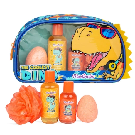 Laste vannikomplekt dinosaurustega kotis
